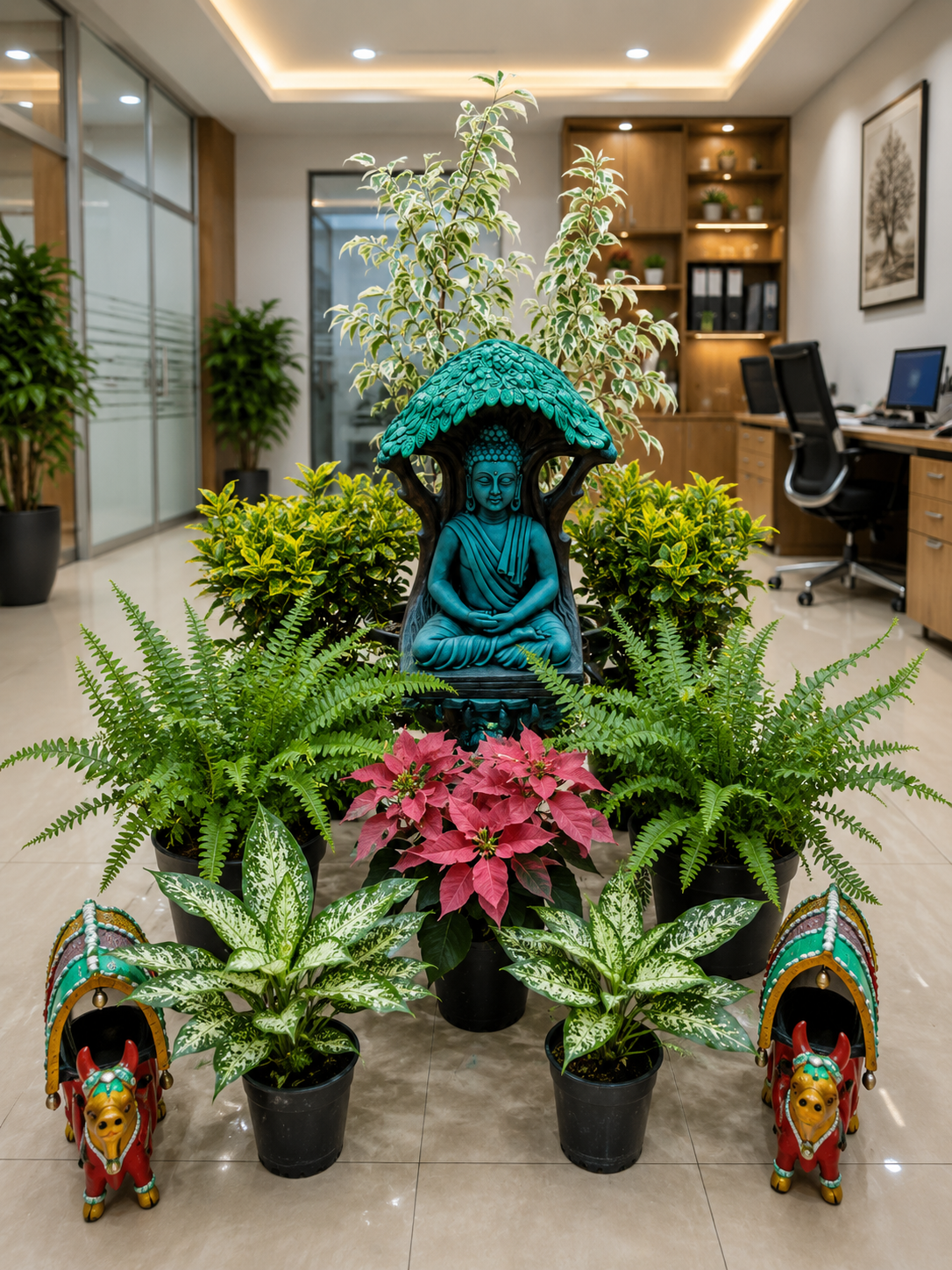 Large indoor plant grouping